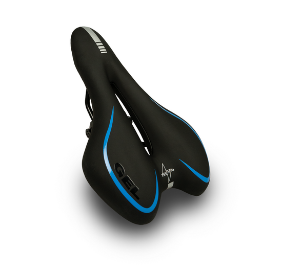 Voltano Gel Fietszadel Met Uitsparing - Zwart / Blauw - Trekking - Incl. Zadelstrop - Unisex