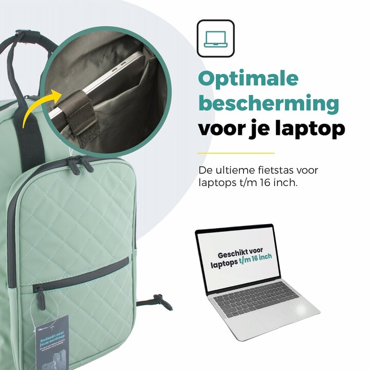 Voltano Daily Enkele Fietstas / Rugtas - Mint groen - Enkele Pakaftas - 100% Waterdicht