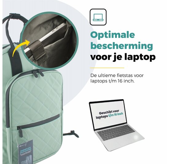 Voltano Daily Enkele Fietstas / Rugtas - Mint groen - Enkele Pakaftas - 100% Waterdicht