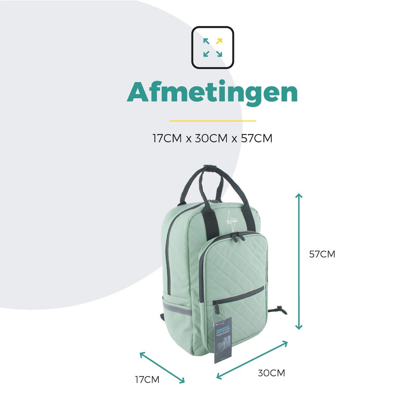 Voltano Daily Enkele Fietstas / Rugtas - Mint groen - Enkele Pakaftas - 100% Waterdicht