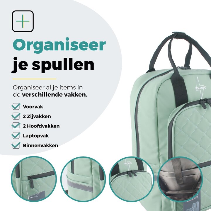 Voltano Daily Enkele Fietstas / Rugtas - Mint groen - Enkele Pakaftas - 100% Waterdicht