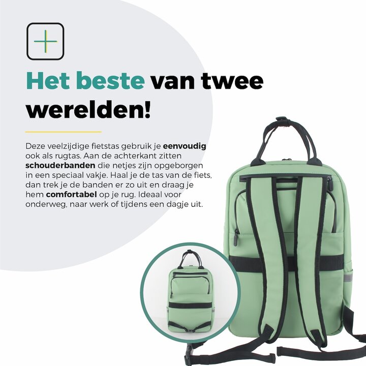 Voltano Daily Enkele Fietstas / Rugtas - Mint groen - Enkele Pakaftas - 100% Waterdicht