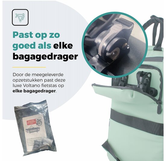 Voltano Daily Enkele Fietstas / Rugtas - Mint groen - Enkele Pakaftas - 100% Waterdicht