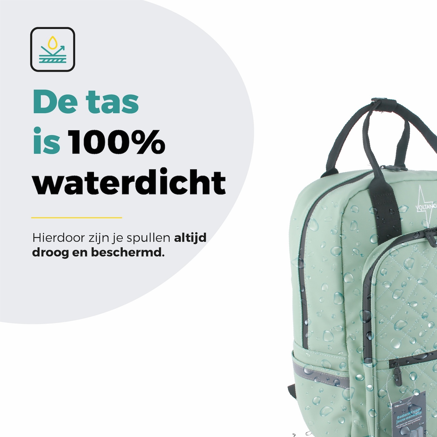 Voltano Daily Enkele Fietstas / Rugtas - Mint groen - Enkele Pakaftas - 100% Waterdicht