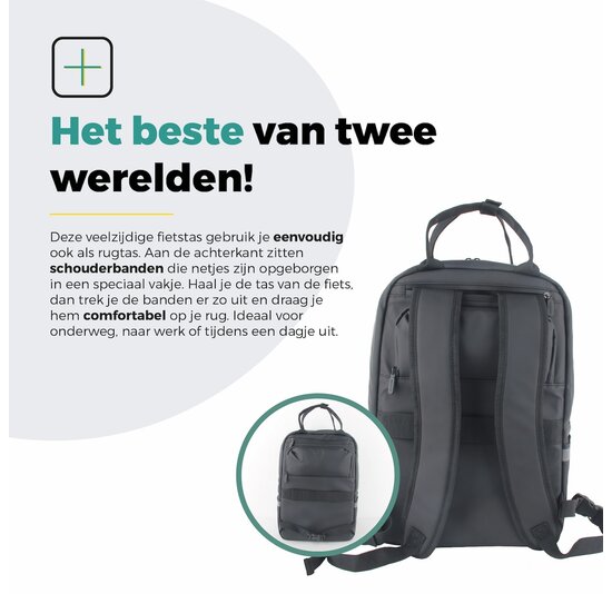 Voltano Daily Enkele Fietstas / Rugtas - Zwart - Enkele Pakaftas - 100% Waterdicht