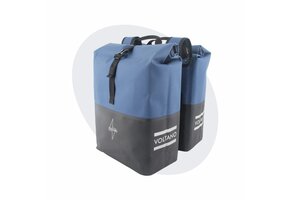 Voltano Dubbele Fietstas Rolltop Reflective Special Edition - Zwart / Lakeblue  - 50 Liter