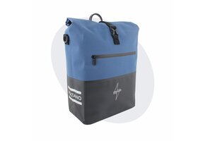 Voltano Enkele Fietstas Rolltop Reflective Special Edition - Zwart / Lakeblue - 25 Liter