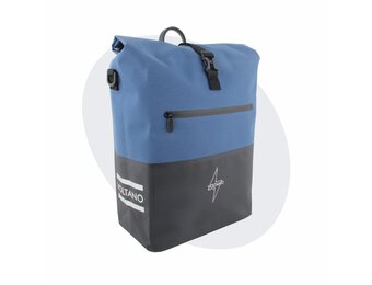 Voltano Enkele Fietstas Rolltop Reflective Special Edition - Zwart / Lakeblue - 25 Liter