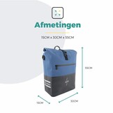 Voltano Enkele Fietstas Rolltop Reflective Special Edition - Zwart / Lakeblue - 25 Liter - 100% Waterdicht