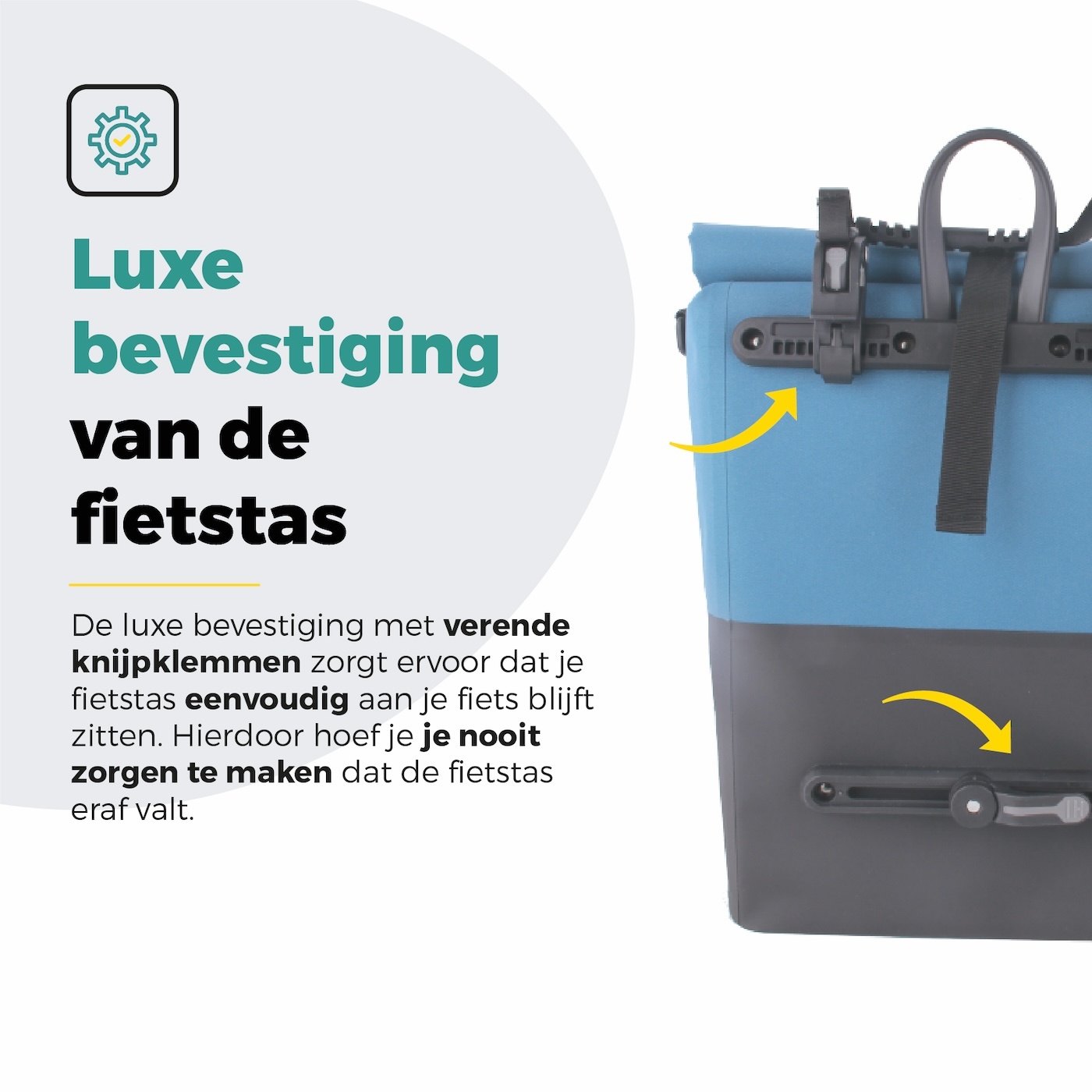 Voltano Enkele Fietstas Rolltop Reflective Special Edition - Zwart / Blauw - 25 Liter - 100% Waterdicht