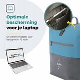 Voltano Enkele Fietstas Rolltop Reflective Special Edition - Zwart / Blauw - 25 Liter - 100% Waterdicht