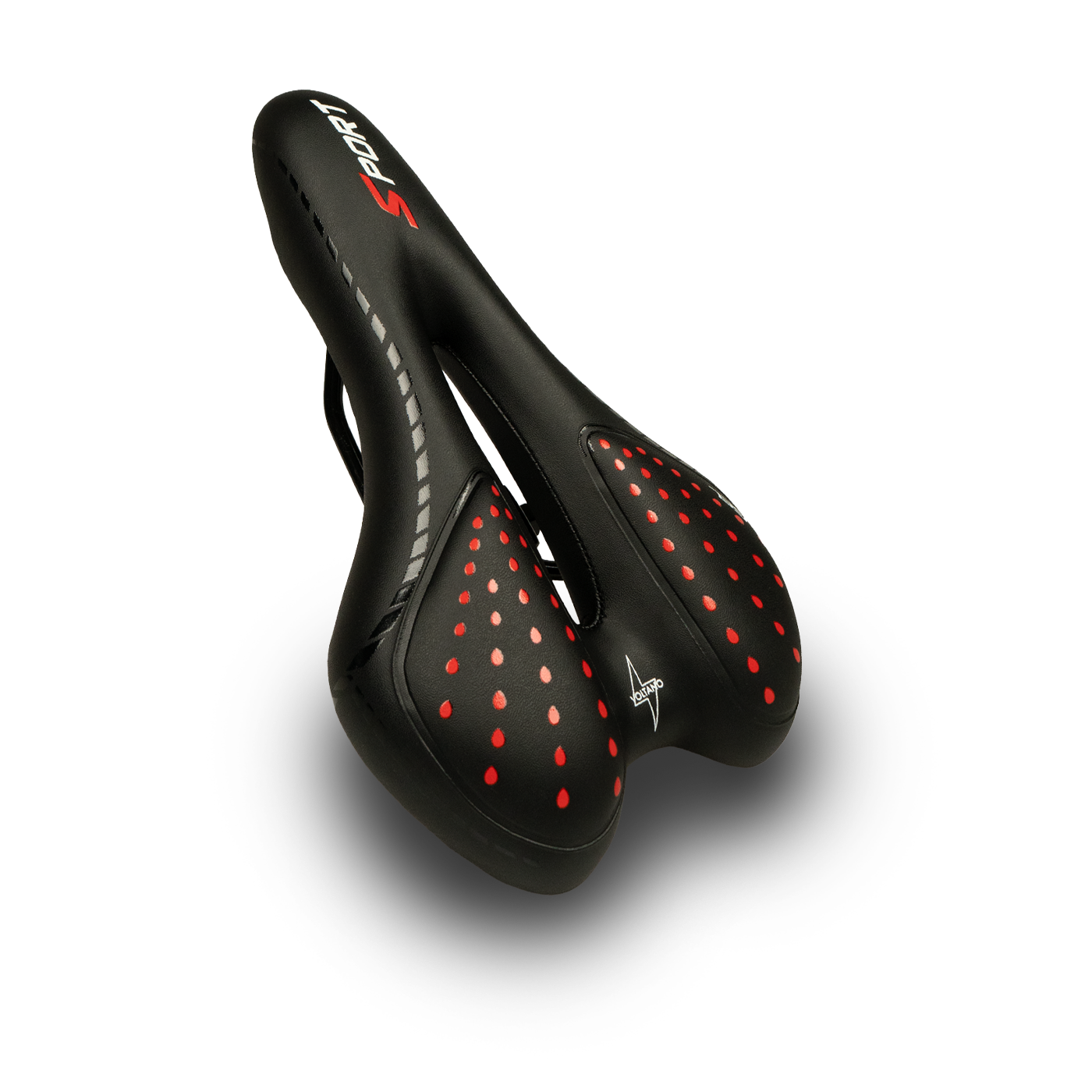 Voltano Voltano Sport Trekking Fietszadel – Zwart / Rood - Unisex – Strawberry