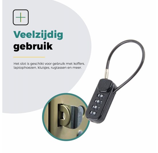 Voltano Luxe Fietstas Slot - Hangslot / Cijferslot - Zwart