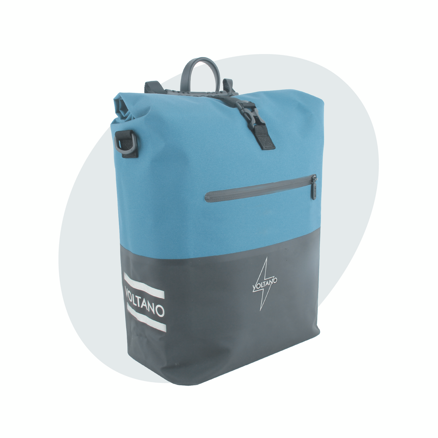 Voltano Voltano Enkele Fietstas Rolltop Reflective Special Edition - Zwart / Blauw - 25 Liter - 100% Waterdicht