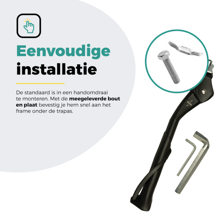 Voltano Enkele Fietsstandaard Verstelbaar - Zwart - 24'' t/m 28'' - 18 MM Montage