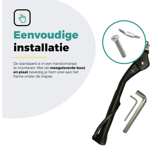 Voltano Enkele Fietsstandaard Verstelbaar - Zwart - 24'' t/m 28'' - 18 MM Montage