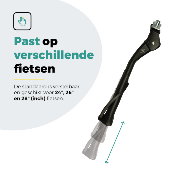 Voltano Enkele Fietsstandaard Verstelbaar - Zwart - 24'' t/m 28'' - 18 MM Montage