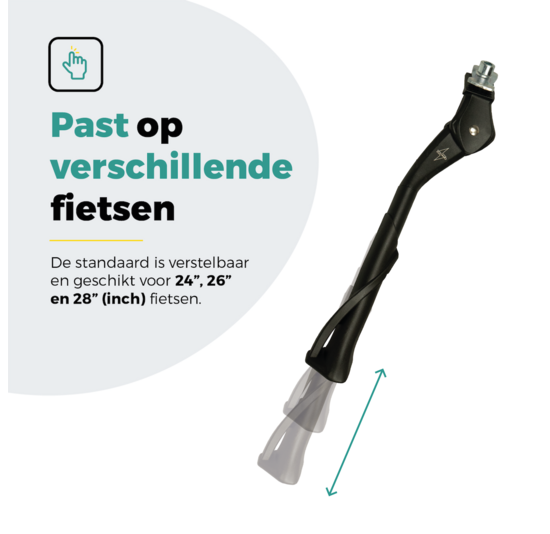 Voltano Enkele Fietsstandaard Verstelbaar - Zwart - 24'' t/m 28'' - 18 MM Montage