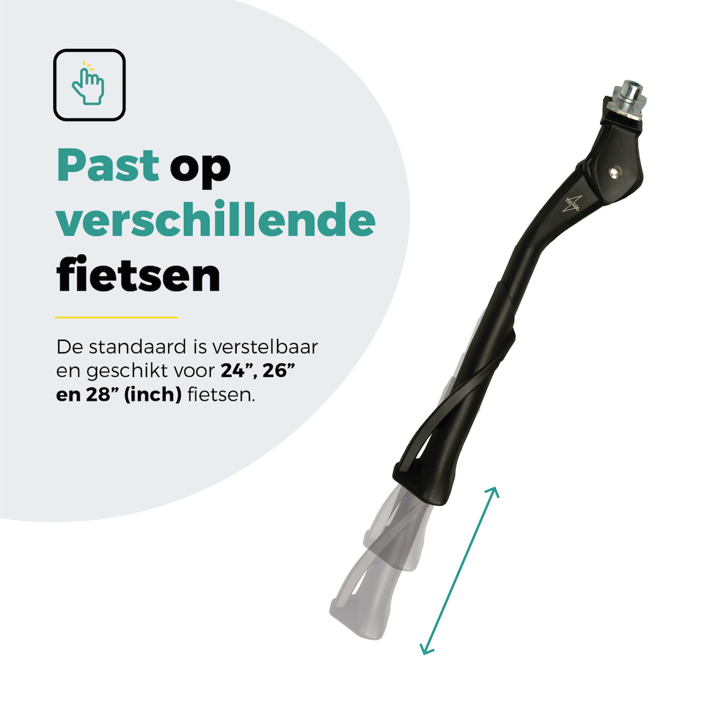 Voltano Enkele Fietsstandaard Verstelbaar - Zwart - 24'' t/m 28'' - 18 MM Montage