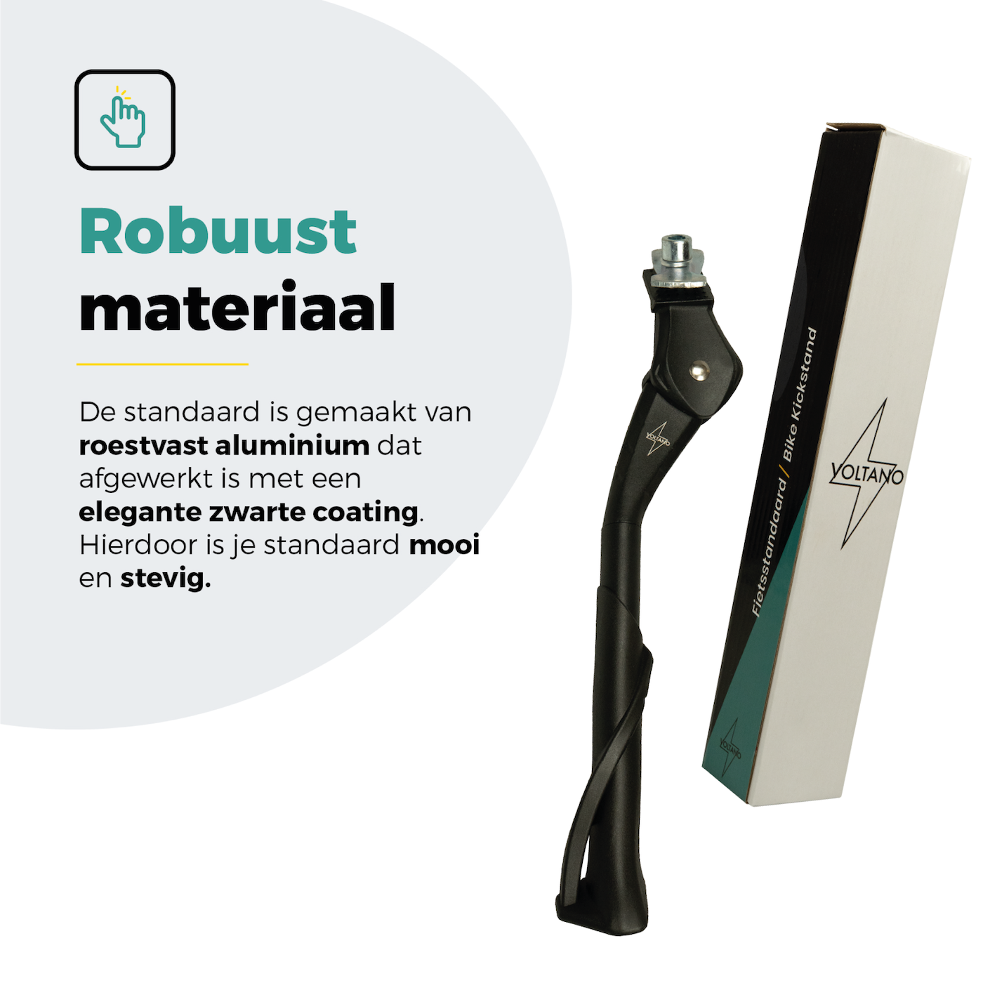 Voltano Enkele Fietsstandaard Verstelbaar - Zwart - 24'' t/m 28'' - 18 MM Montage