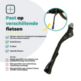 Voltano Enkele Fietsstandaard Verstelbaar - Zwart - 24'' t/m 28'' - 18 MM Montage