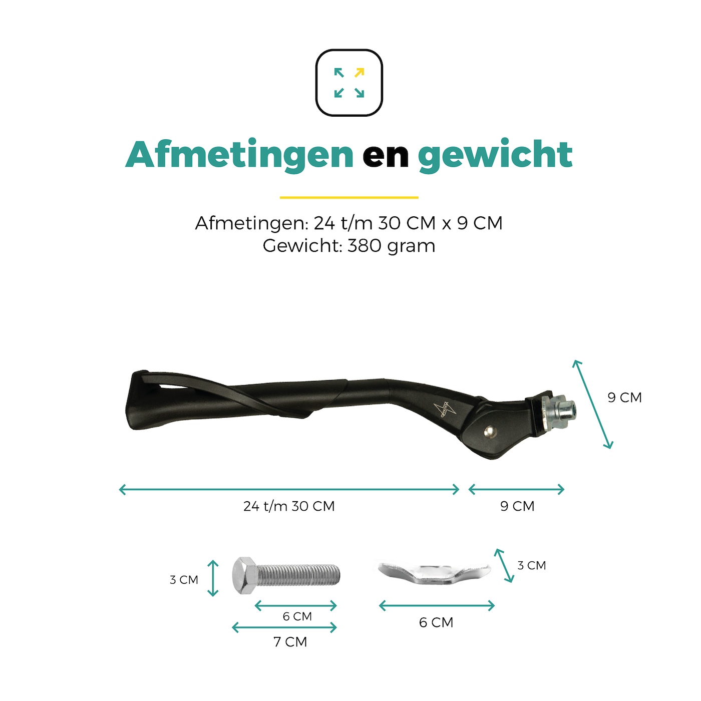 Voltano Enkele Fietsstandaard Verstelbaar - Zwart - 24'' t/m 28'' - 18 MM Montage