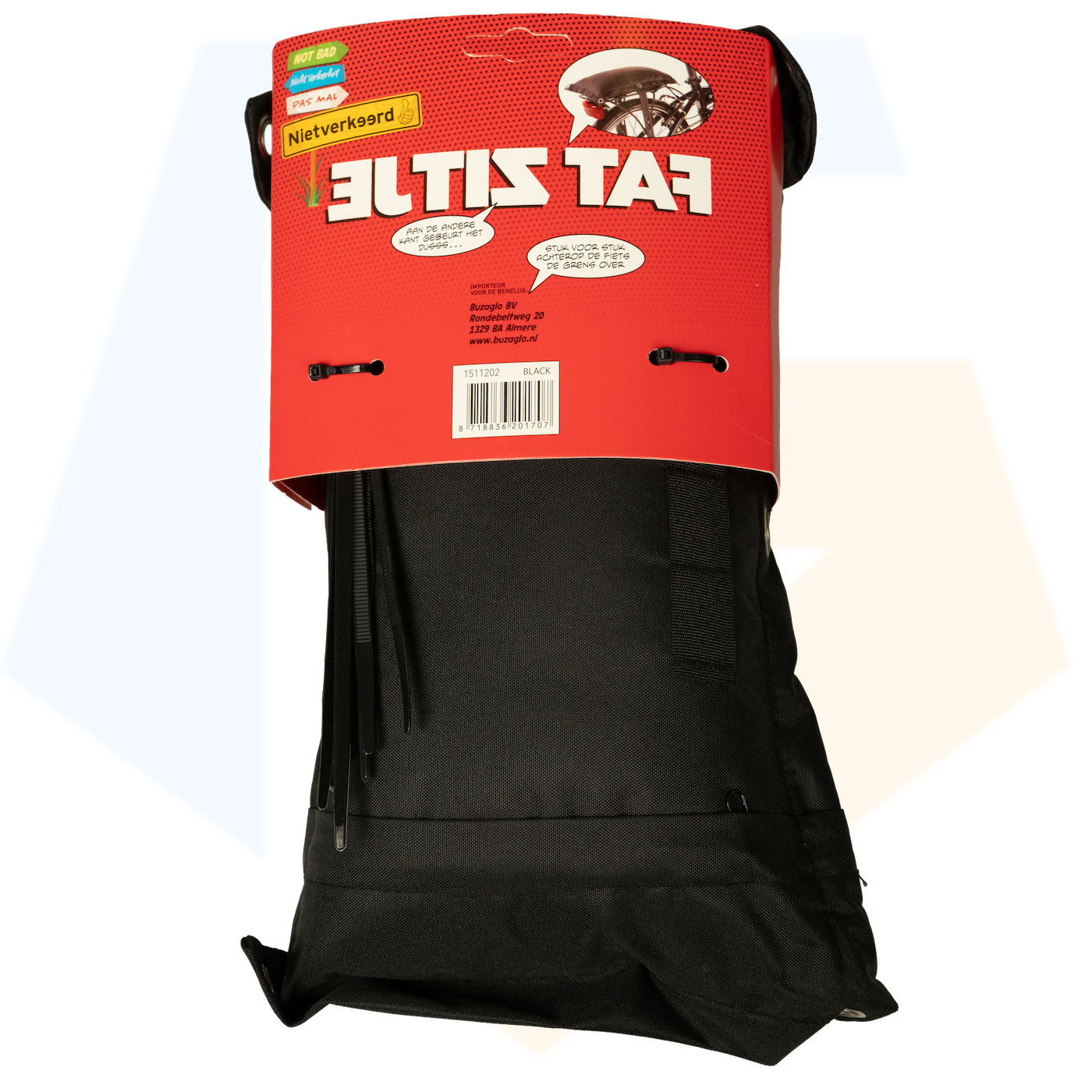 NietVerkeerd FAT Bagagedragerkussen - Zwart
