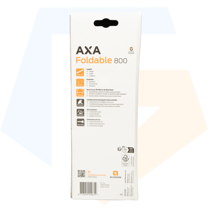 Axa Foldable 800 Vouwslot - 100 CM - Zwart