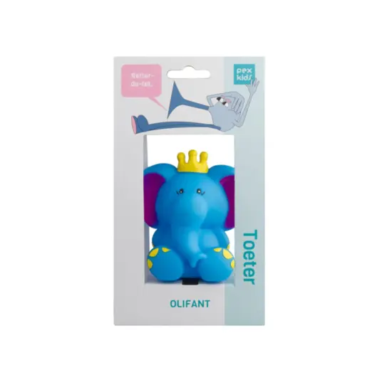 PexKids Fietstoeter -  Kinder Fietsbel - Olifant - Blauw