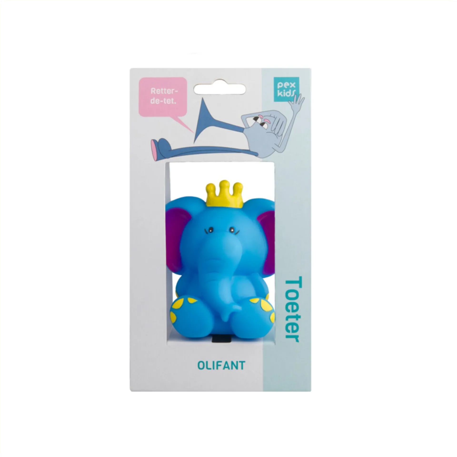 PexKids Fietstoeter -  Kinder Fietsbel - Olifant - Blauw