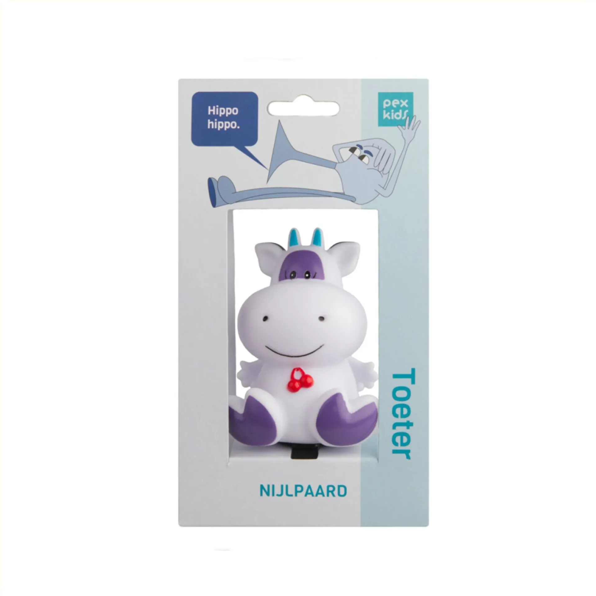 PexKids Fietstoeter -  Kinder Fietsbel - Nijlpaard - Wit