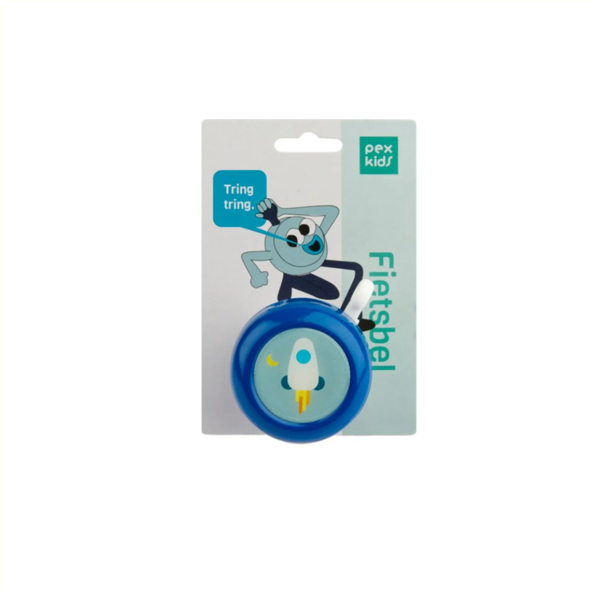 PexKids Fietsbel - Kinder Fietsbel - Raket - Blauw