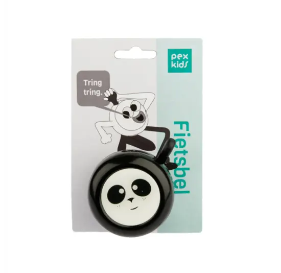 PexKids Fietsbel - Kinder Fietsbel - Panda - Zwart / Wit