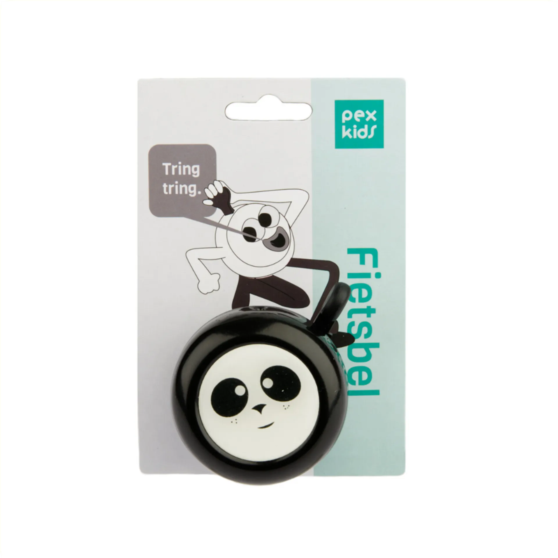 PexKids Fietsbel - Kinder Fietsbel - Panda - Zwart / Wit