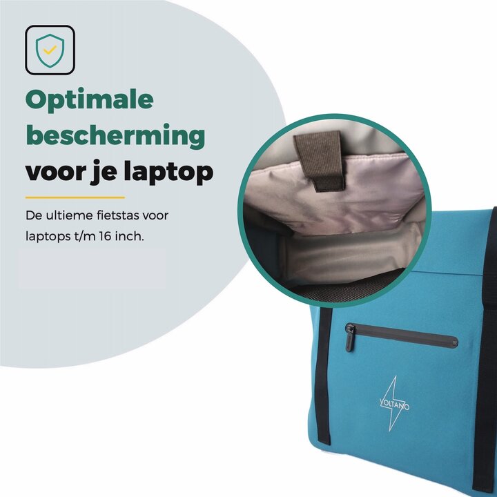 Voltano Shopper Enkele Fietstas - Reflective Blauw - 22-27 Liter - Waterdicht