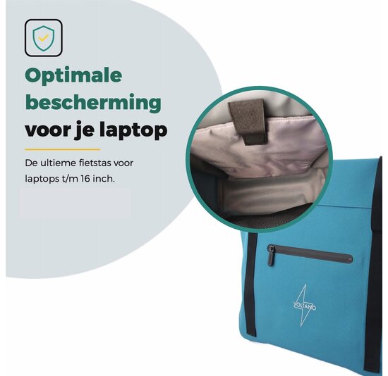 Voltano Shopper Enkele Fietstas - Reflective Blauw - 22-27 Liter - Waterdicht