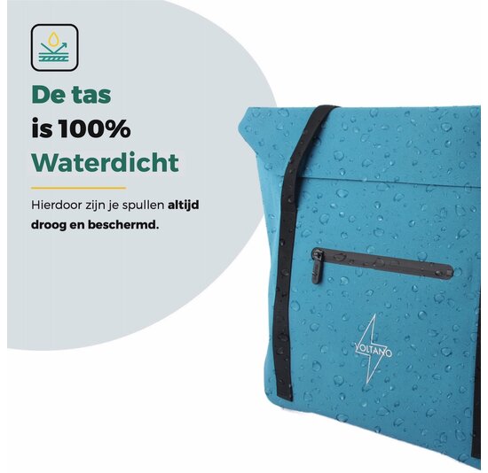 Voltano Shopper Enkele Fietstas - Reflective Blauw - 22-27 Liter - Waterdicht