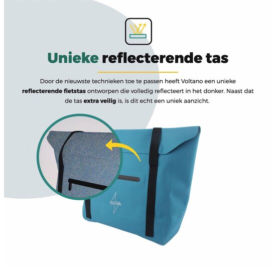 Voltano Shopper Enkele Fietstas - Reflective Blauw - 22-27 Liter - Waterdicht