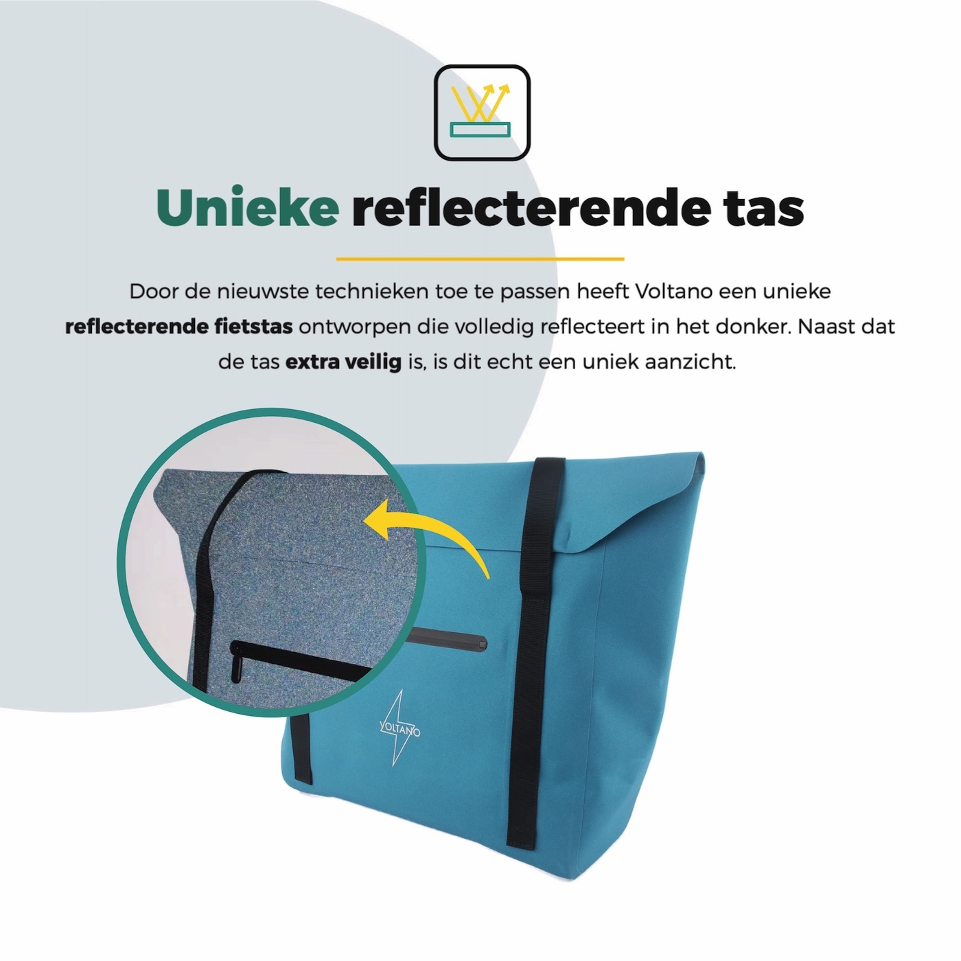 Voltano Shopper Enkele Fietstas - Reflective Blauw - 22-27 Liter - Waterdicht
