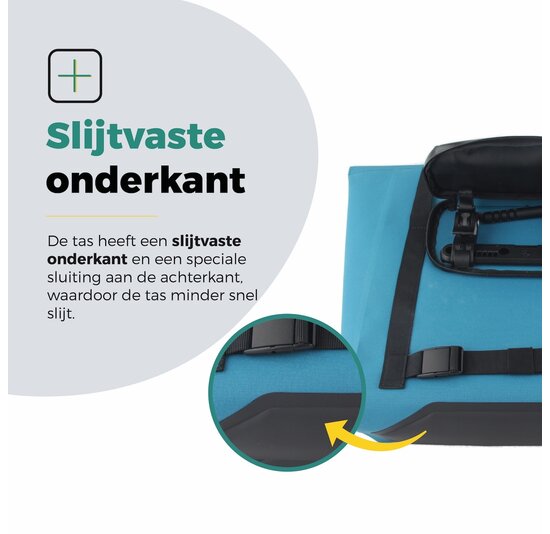 Voltano Shopper Enkele Fietstas - Reflective Blauw - 22-27 Liter - Waterdicht