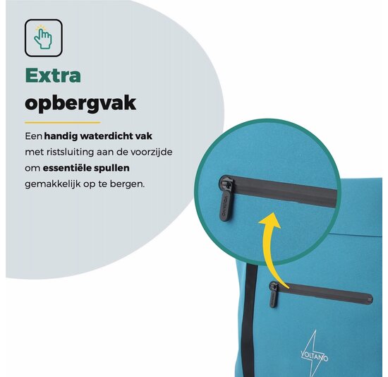 Voltano Shopper Enkele Fietstas - Reflective Blauw - 22-27 Liter - Waterdicht