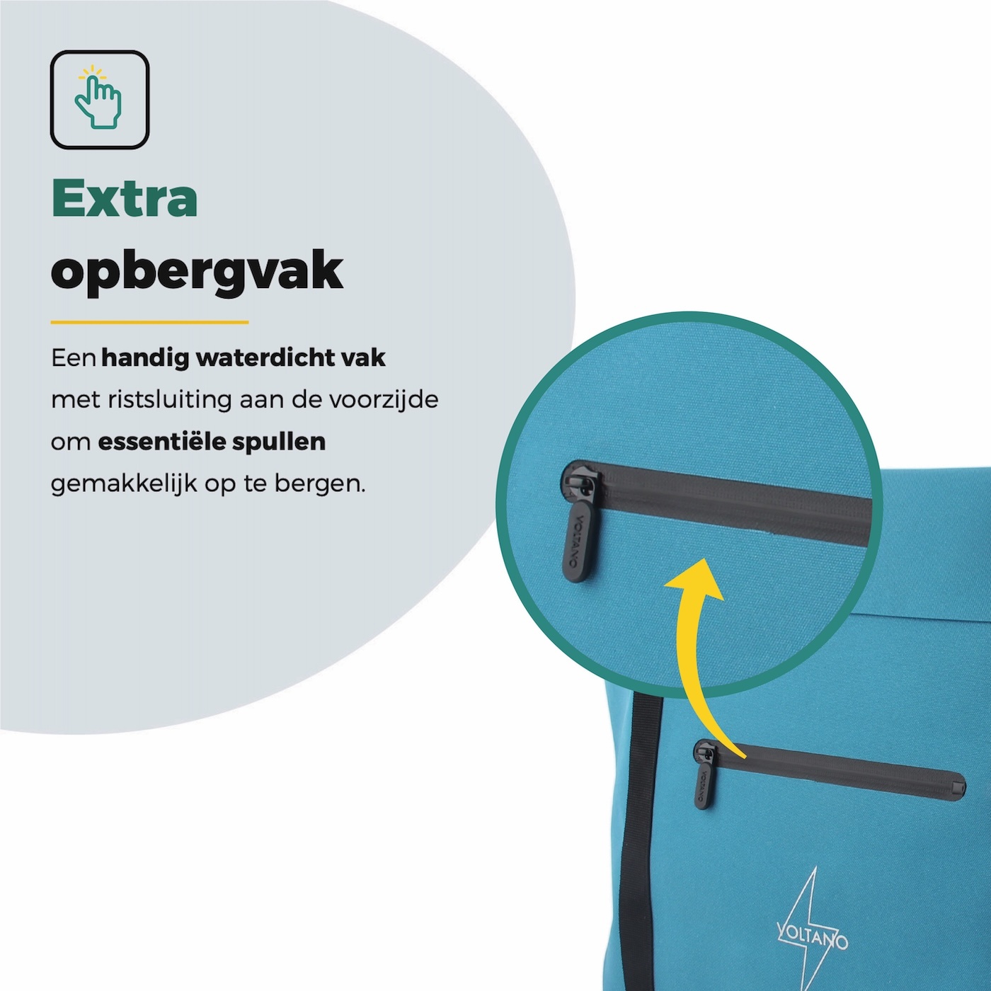 Voltano Shopper Enkele Fietstas - Reflective Blauw - 22-27 Liter - Waterdicht