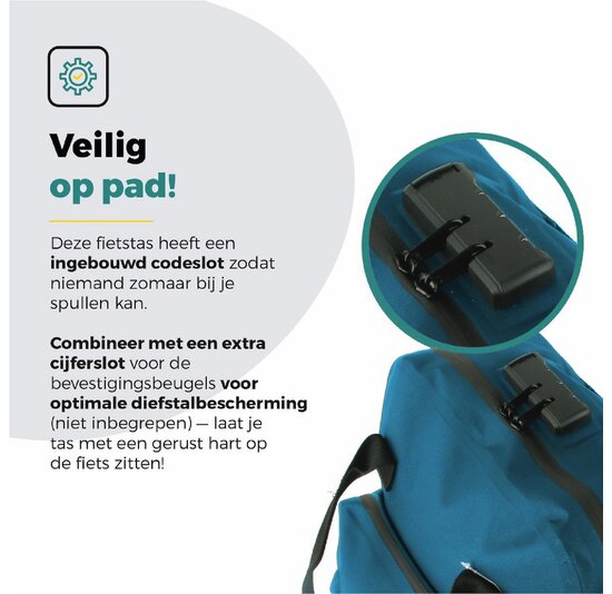 Voltano City Enkele Fietstas Rugzak E-bike - Reflective Blauw - Codeslot - Laptopvak - Waterdicht