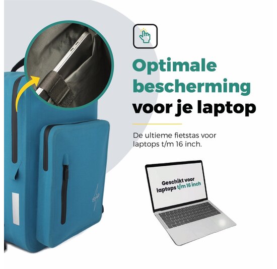 Voltano City Enkele Fietstas Rugzak E-bike - Reflective Blauw - Codeslot - Laptopvak - Waterdicht
