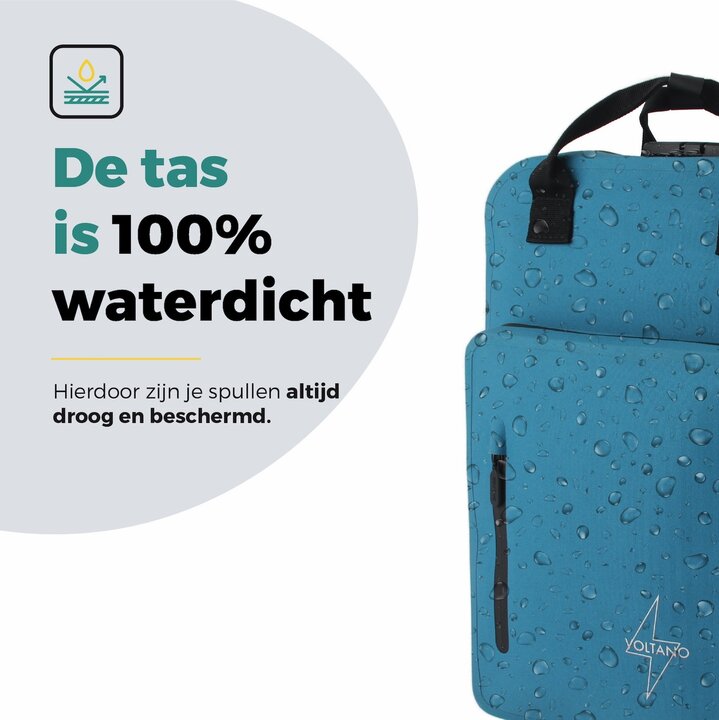 Voltano City Enkele Fietstas Rugzak E-bike - Reflective Blauw - Codeslot - Laptopvak - Waterdicht