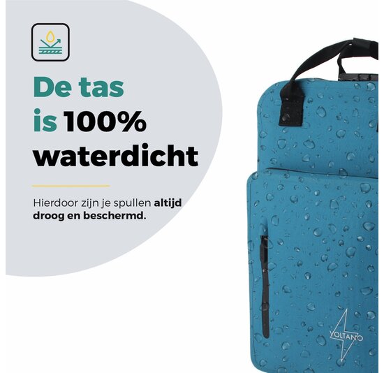 Voltano City Enkele Fietstas Rugzak E-bike - Reflective Blauw - Codeslot - Laptopvak - Waterdicht