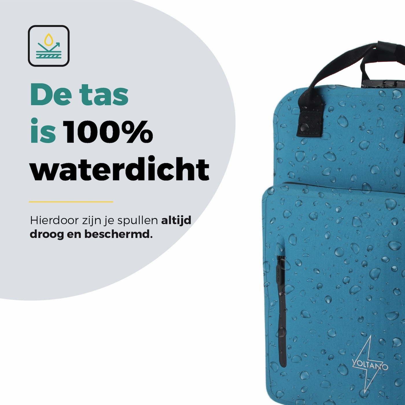 Voltano City Enkele Fietstas Rugzak E-bike - Reflective Blauw - Codeslot - Laptopvak - Waterdicht