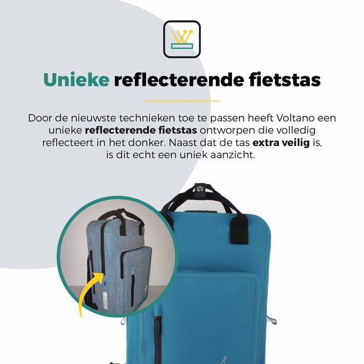Voltano City Enkele Fietstas Rugzak E-bike - Reflective Blauw - Codeslot - Laptopvak - Waterdicht