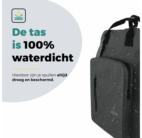 Voltano City Enkele Fietstas Rugzak E-bike - Reflective Grijs / Groen - Codeslot - Laptopvak - Waterdicht