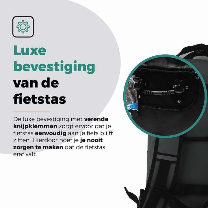 Voltano City Enkele Fietstas Rugzak E-bike - Reflective Grijs / Groen - Codeslot - Laptopvak - Waterdicht